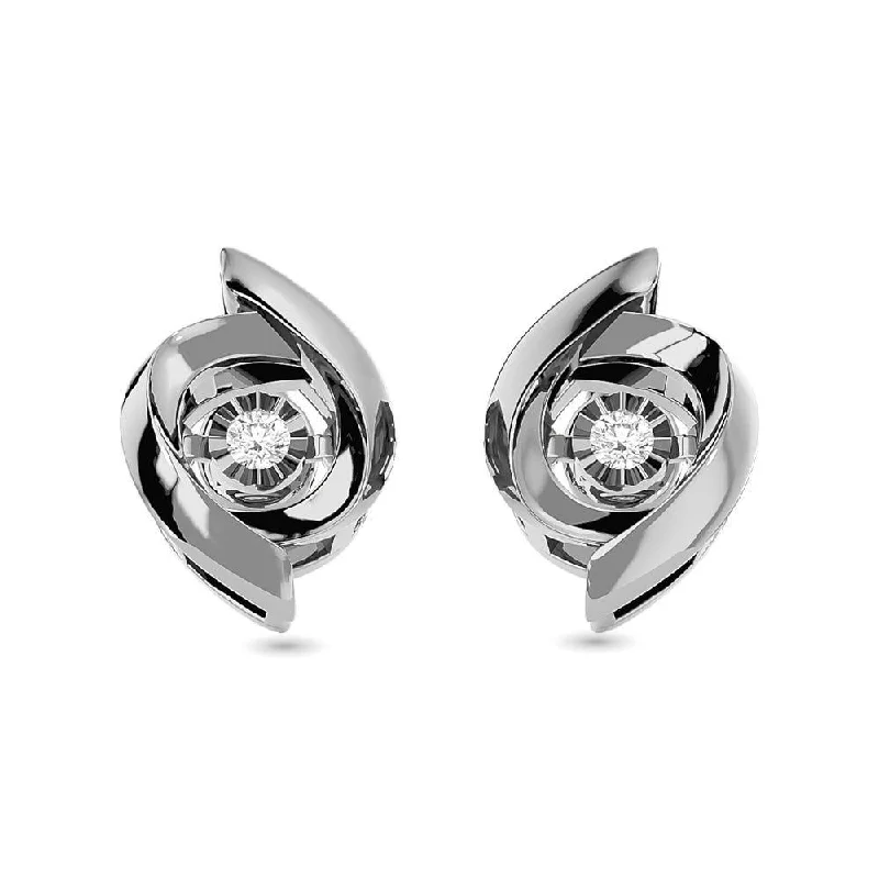 women's statement earrings -Sterling Silver Diamond 1/20 ct tw Earrings