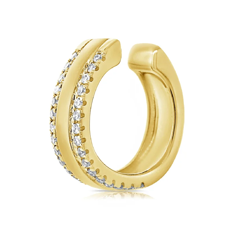 women's eco-friendly earrings -Classic Diamond Hoop Earrings made in 14kt Gold