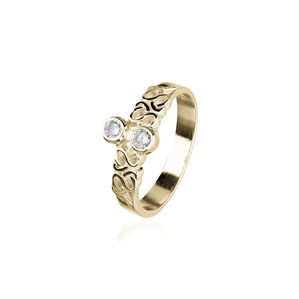 women's engagement ring with mixed gemstone -Celtic Gold Ring GCR164