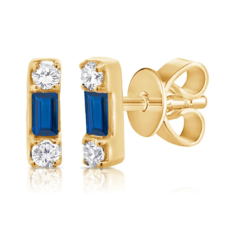 women's gemstone earrings -14K Diamond & Sapphire Studs