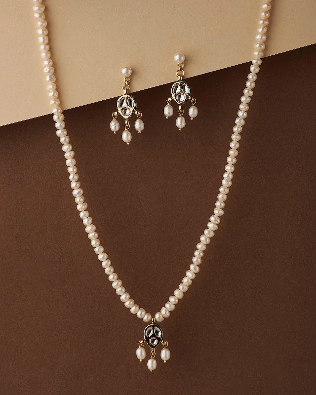 women's diamond pendant necklace -Elegant Real Pearl Necklace Set