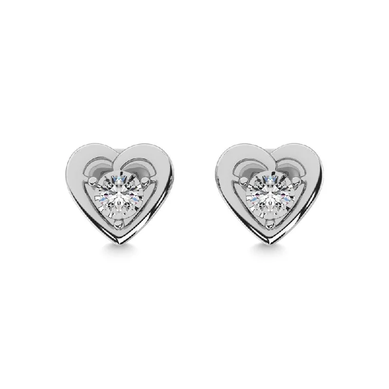 women's chic earrings -Diamond 1/50 Ct.Tw. Heart Earrings in Sterling Silver