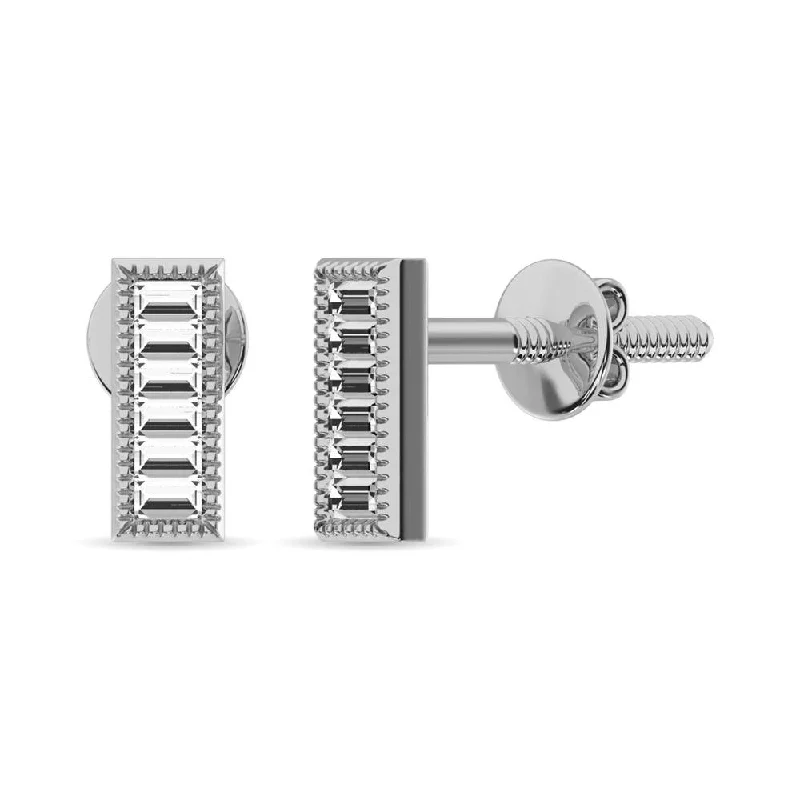 women's square earrings -Diamond 1/20 Ct.Tw. Fashion Earrings in 10K White Gold