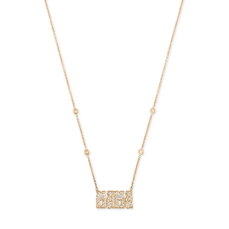 women's layered necklace -PAVE DIAMOND SMALL "MAMA" NECKLACE