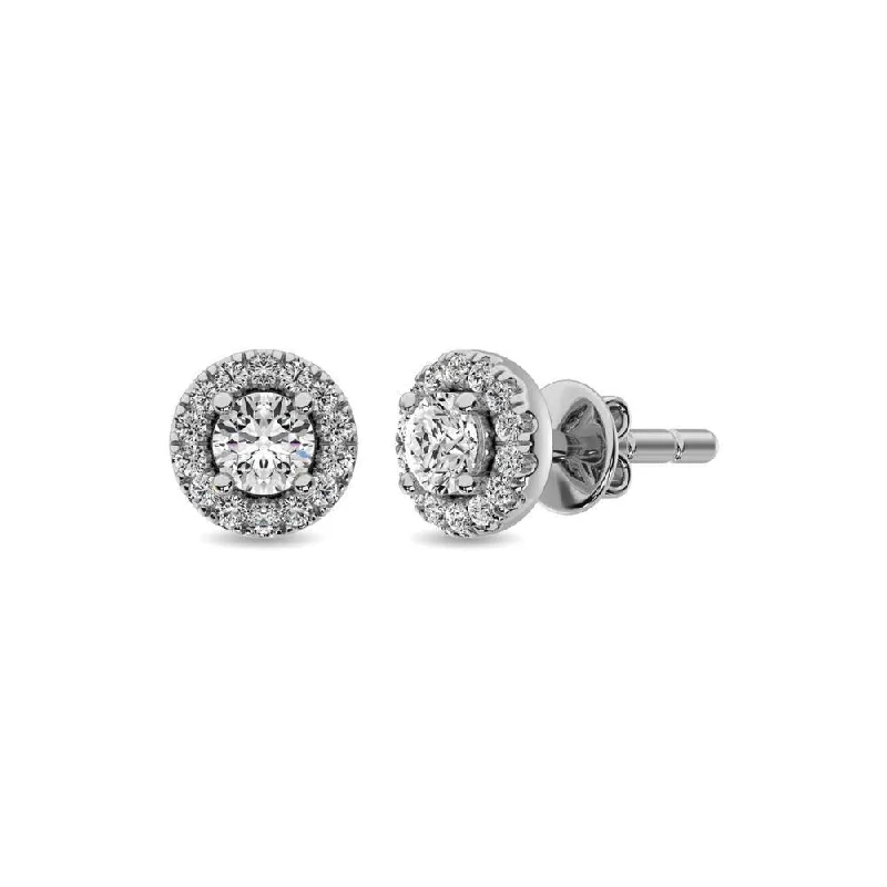 women's drop earrings -Diamond 1/3 ct tw Round Cut Fashion Earrings in 10K White Gold