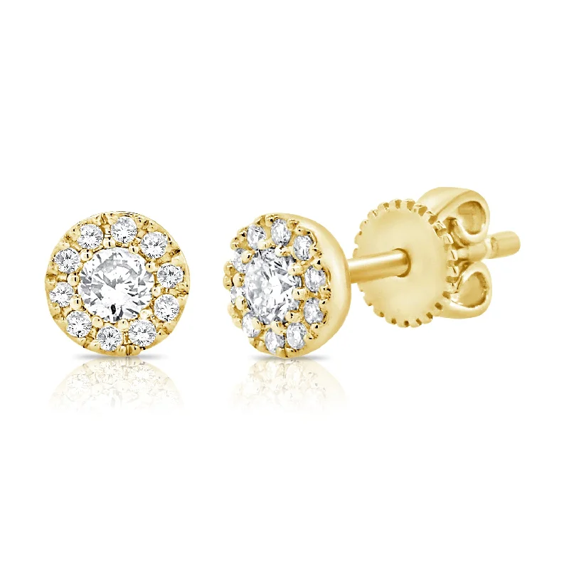 women's teardrop earrings -14K Gold Illusion Set Diamond Studs