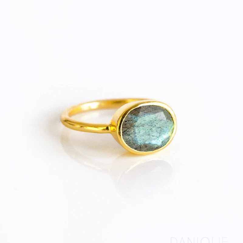 women's engagement ring with princess cut -Stacking Ring: Labradorite Oval Ring