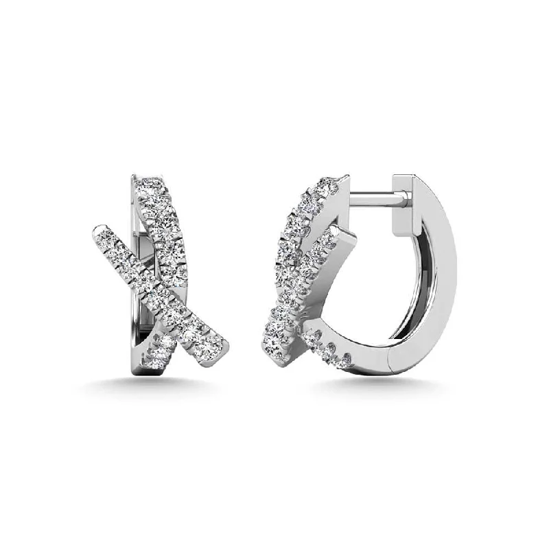 women's trendy earrings -Diamond 3/8 Ct.Tw. Fashion Earrings in 14K White Gold