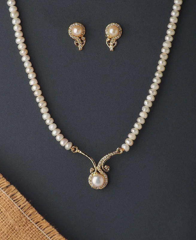 women's gold choker necklace -Elegant Real Pearl Necklace Set