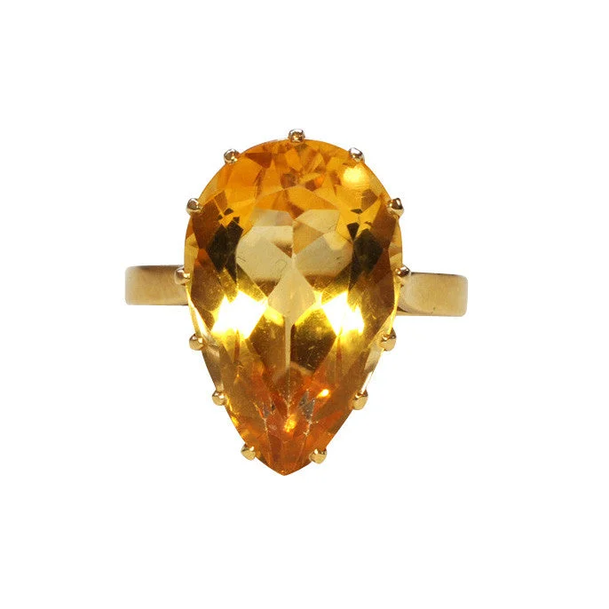 women's engagement ring with filigree band -Citrine Ring