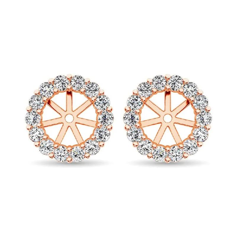 women's custom gemstone earrings -14K Rose Gold Diamond Earrings Jacket