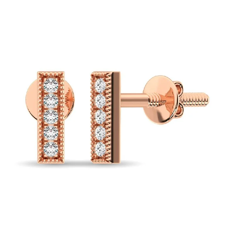 women's hammered gold earrings -Diamond 1/20 ct tw Fashion Earrings  in 10K Rose Gold