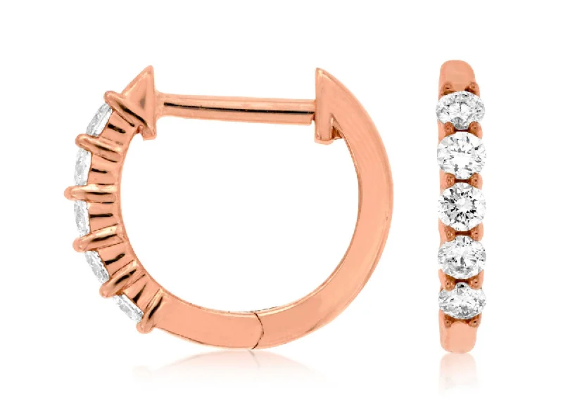 women's bold earrings -Rose Gold Diamond Hoops (0.25 Carat Stones)