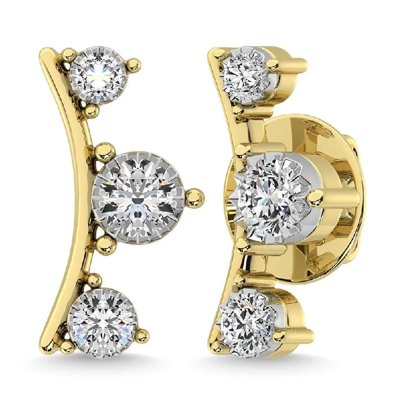 women's stud earrings -Diamond 1/10.Tw. Fashion Earrings in 10K Yellow Gold