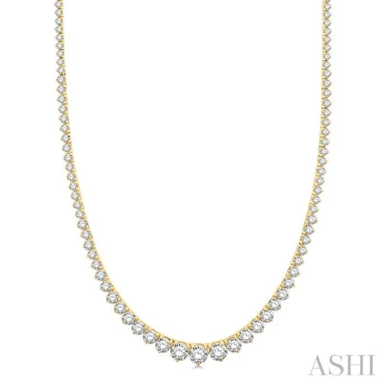 women's sterling silver necklace -10 ctw Riviera Round Cut Diamond Necklace in 14K Yellow Gold