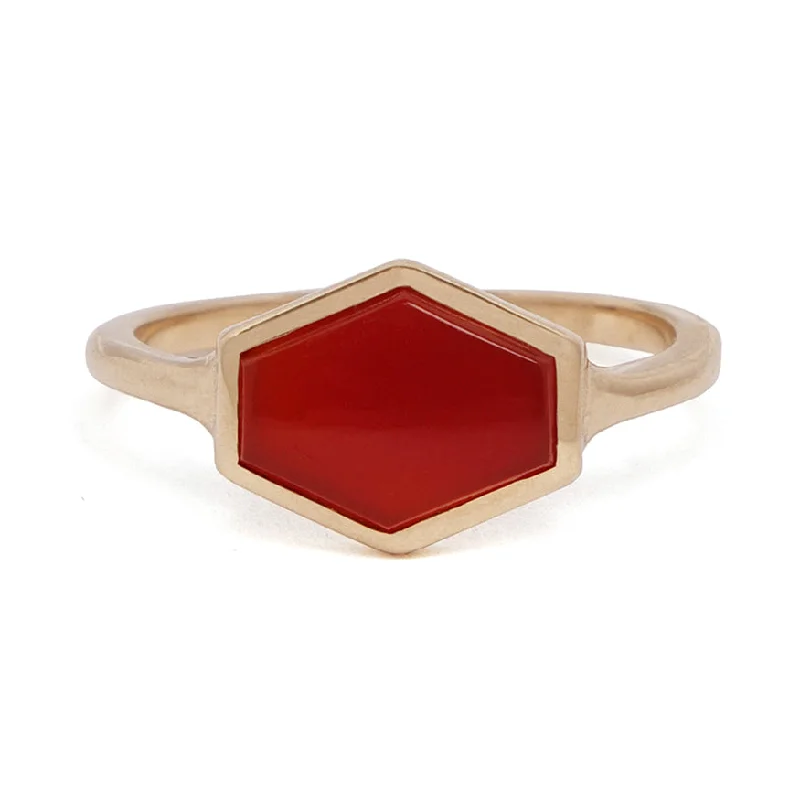 women's engagement ring platinum -Carnelian Hexagon Signet Ring