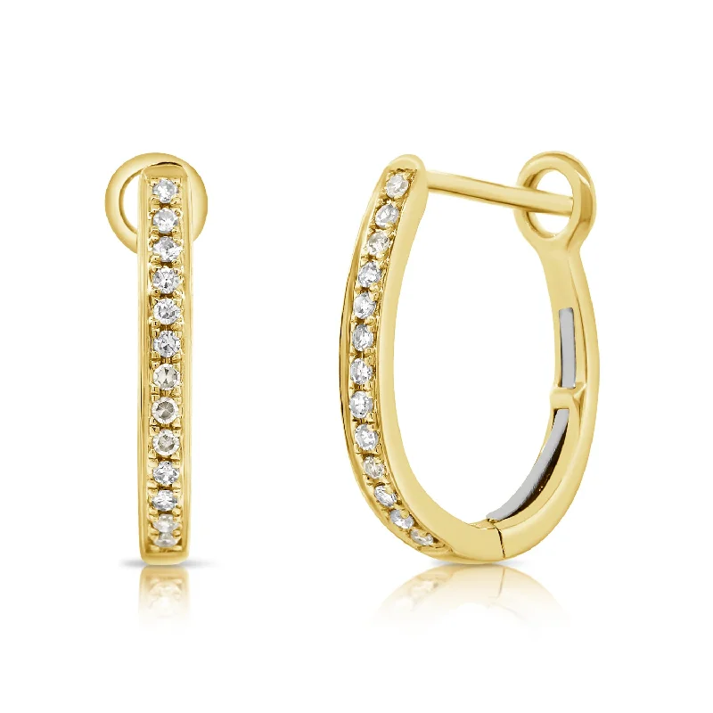 women's birthstone drop earrings -14K Classic Diamond Huggies