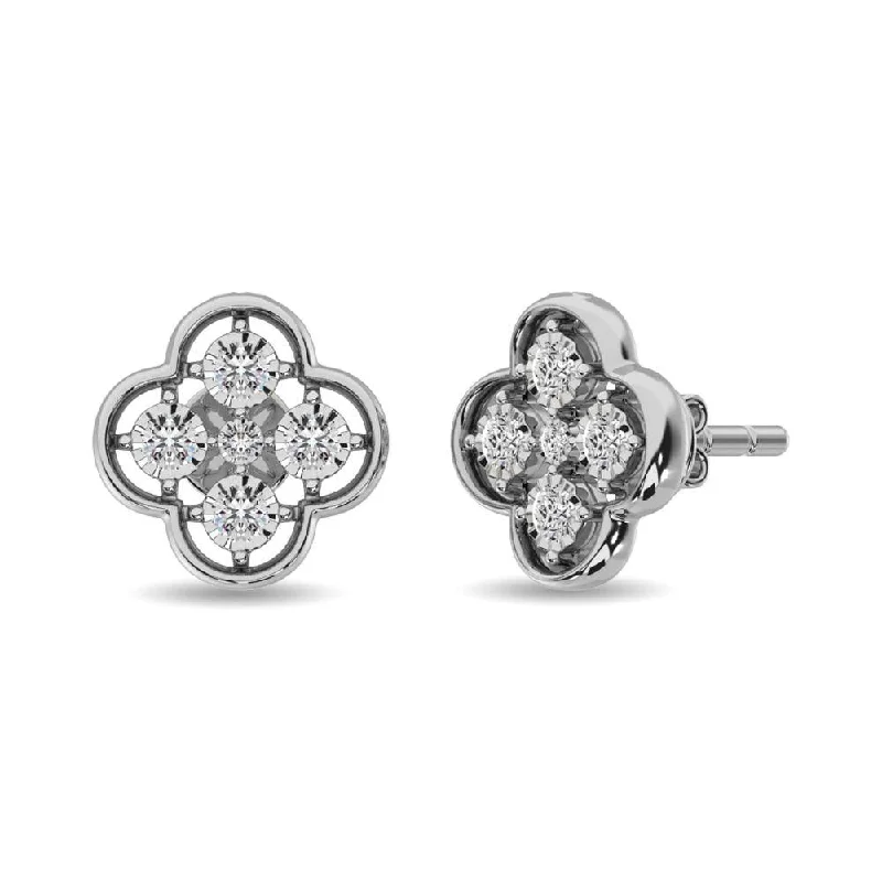 women's elegant earrings -Diamond 1/6 ct tw Fashion Earrings in 10K White Gold