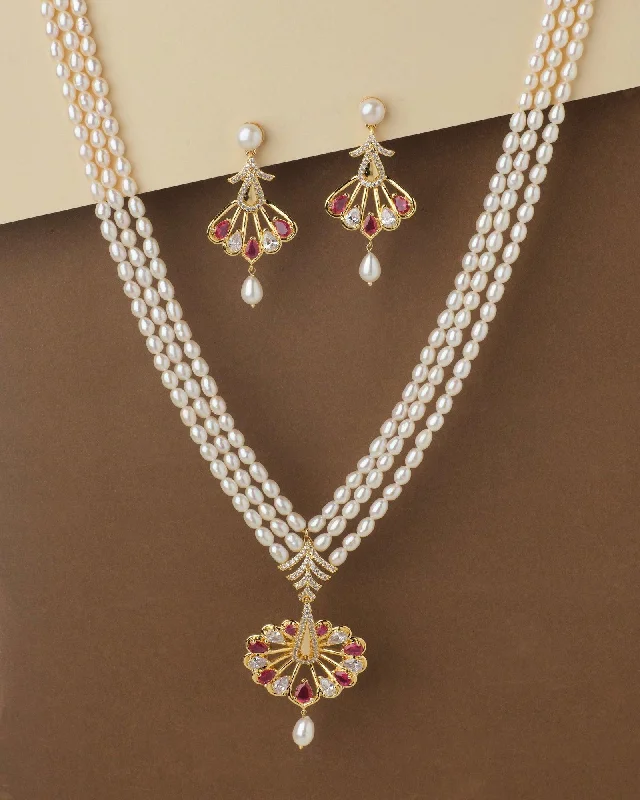 women's layered necklace -Fashionable Trendy Pearl Necklace Sets