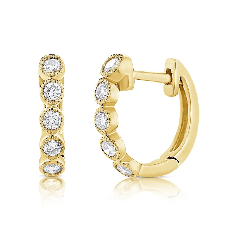 women's unique earrings -Timeless Diamond Huggie Earrings in 14K Gold