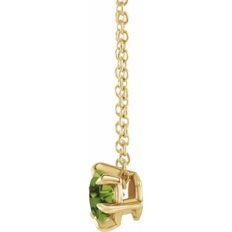 women's star charm necklace -14K Yellow 6 mm Natural Peridot Solitaire 16-18" Necklace