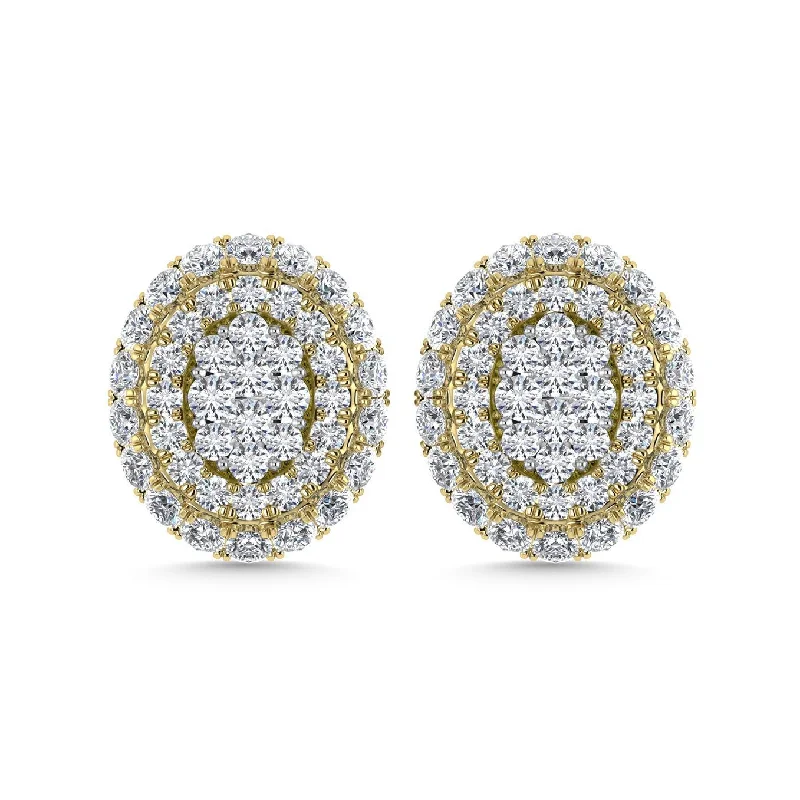 women's luxury earrings -Diamond 5/8 Ct.Tw. Cluster Fashion Earrings in 14K Two Tone Gold