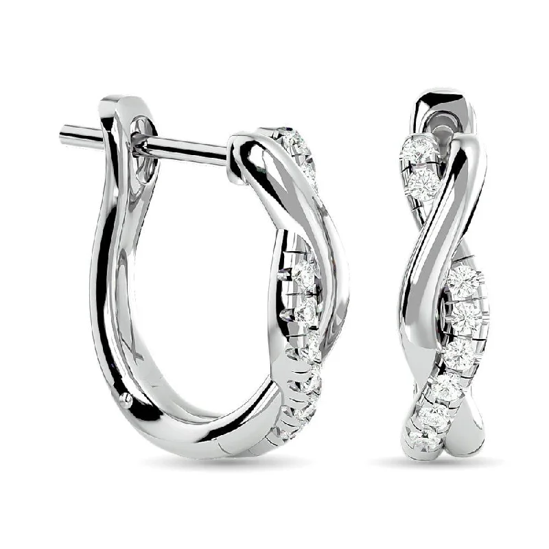 women's chic earrings -Diamond Hoop earrings 1/5 ct tw in 10K White Gold