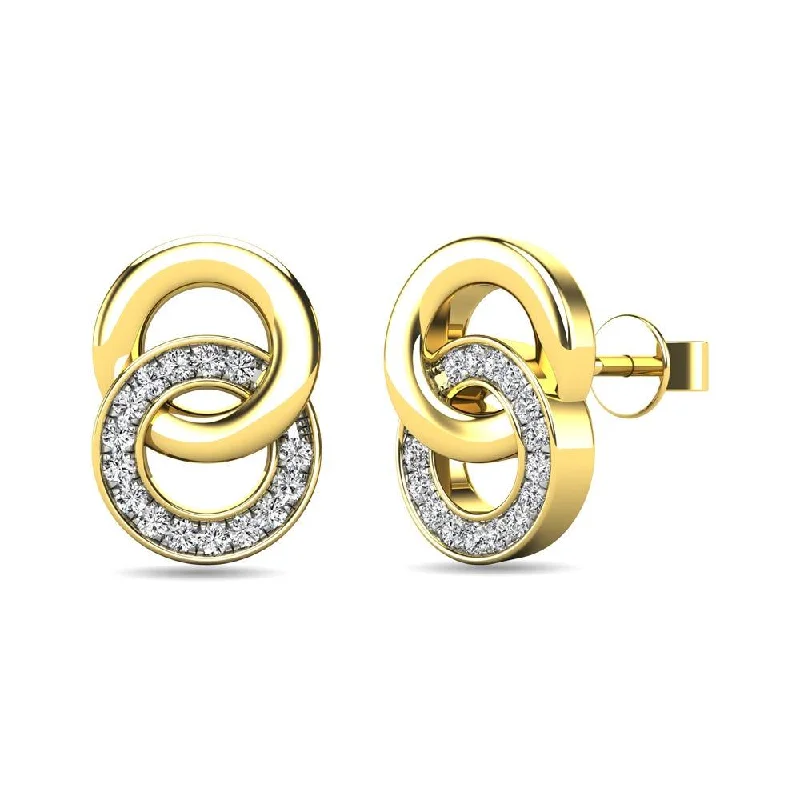 women's celestial earrings -Diamond 1/10 ct tw Circle Earrings in 10K Yellow Gold