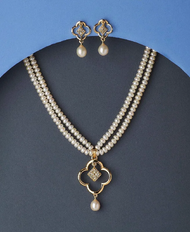 women's engraved necklace -Elegant Real Pearl Necklace Set