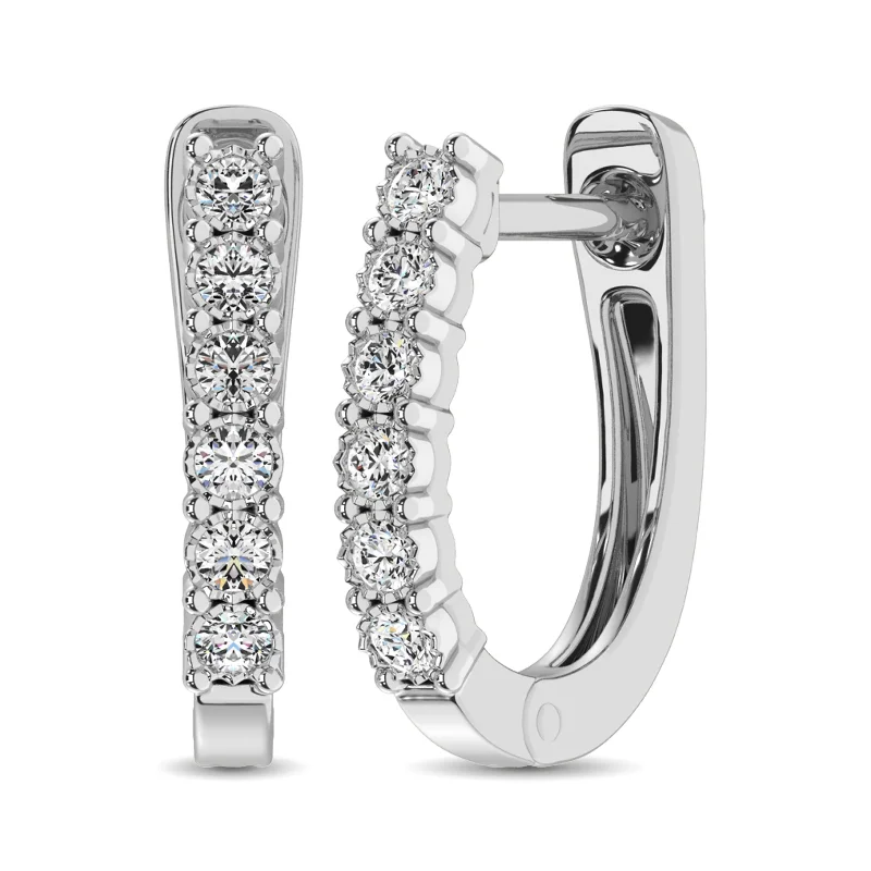 women's ear climbers -14K White Gold 1/5 Ct.Tw.Diamond Hoop Earrings