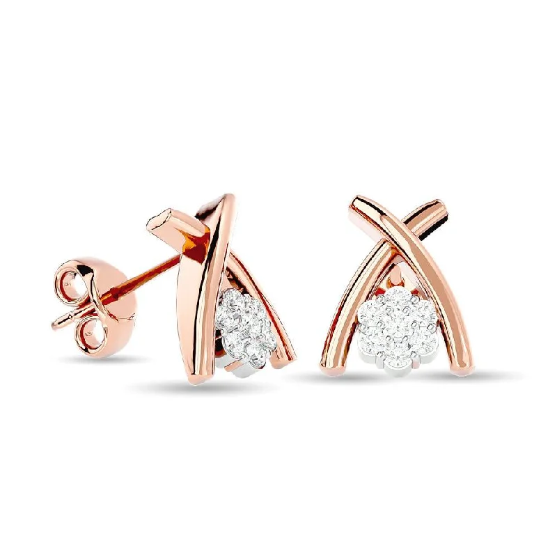 women's custom earrings -Diamond Fashion Earrings 1/10 ct tw in 10K Rose Gold