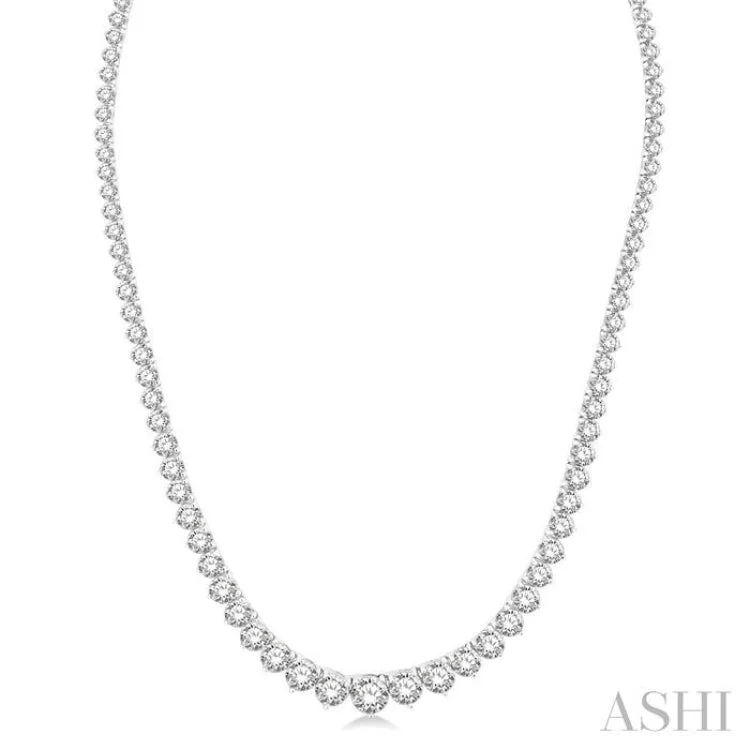 women's geometric necklace -15 ctw Riviera Round Cut Diamond Necklace in 14K White Gold