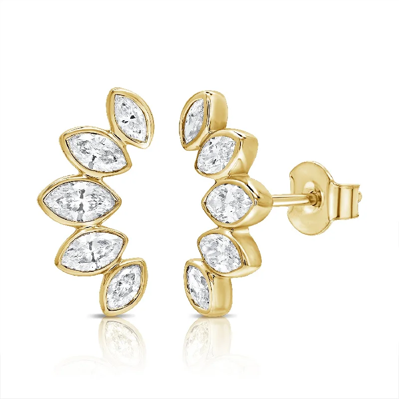 women's luxury diamond earrings -Radiant 14K Gold Marquise Diamond Earrings