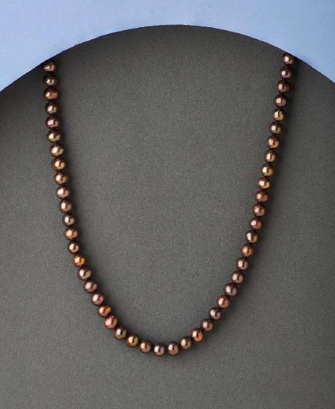 women's two-tone necklace -Elegant Brown Pearl Necklace