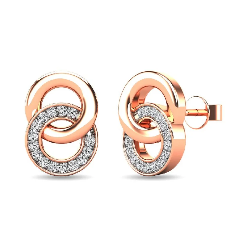 women's cross earrings -Diamond 1/10 ct tw Circle Earrings in 10K Rose Gold