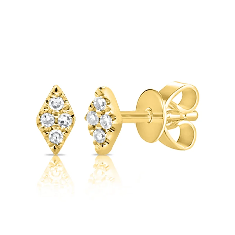 women's textured earrings -Diamond Shaped Pave Geometric Stud set with 0.05ct Diamonds