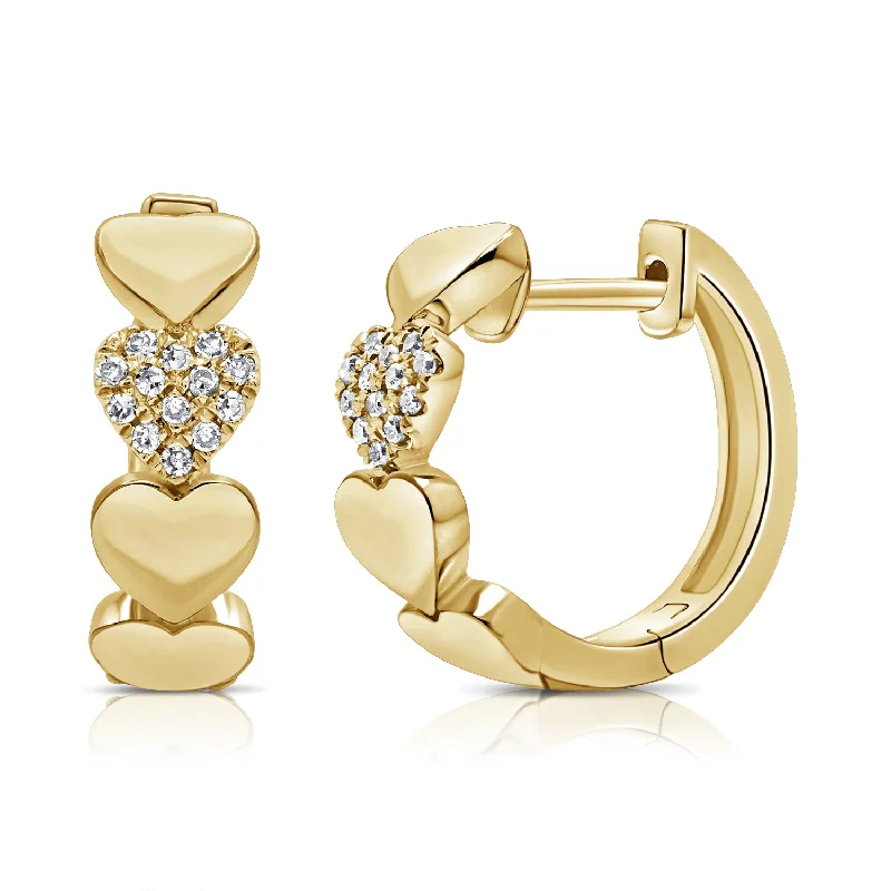 women's crystal stud earrings -Trendy Hearts Diamond Huggie