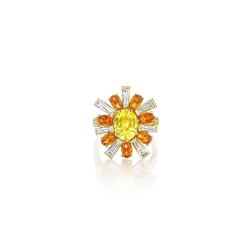 women's engagement ring with pear-shaped diamond -Wonderland Ballerina Citrine Sapphire Ring