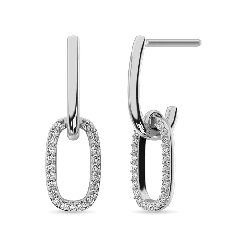 women's round earrings -Diamond Fashion Earrings 1/5 ct tw in 14K White Gold