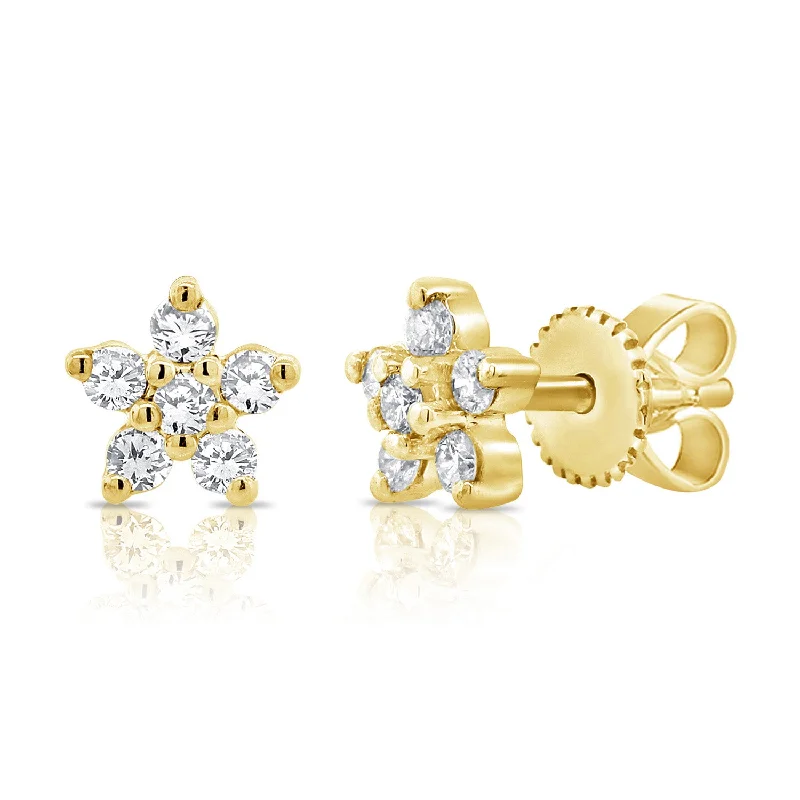 women's custom earrings -Diamond Star Stud Earrings made in 14K Gold