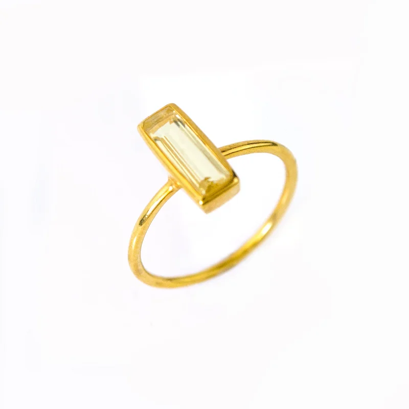 women's engagement ring with matching wedding band -Tiny Citrine Bar Ring: November Birthstone