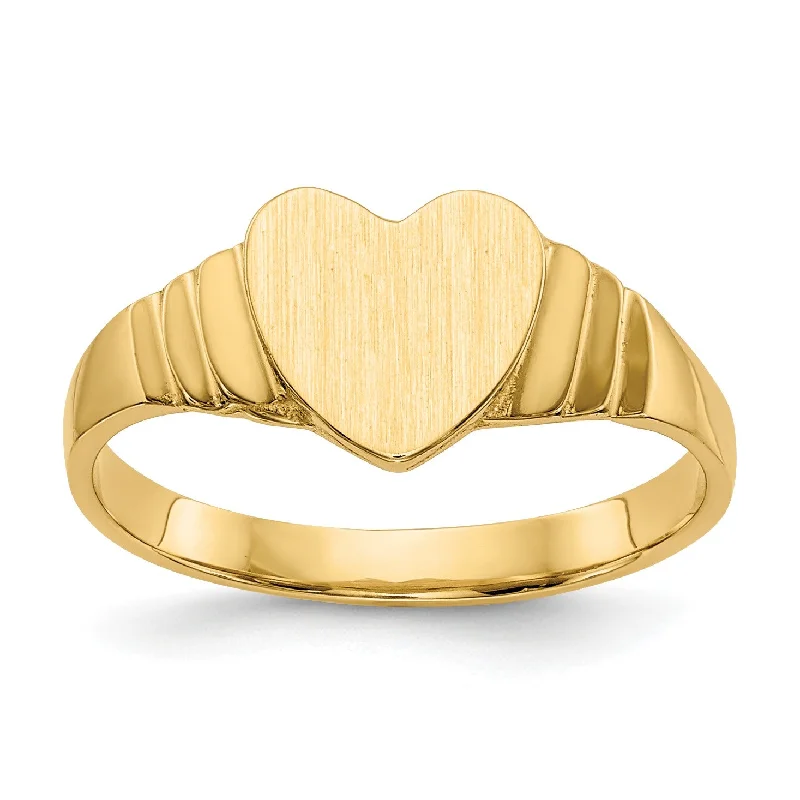 women's engagement ring platinum -14KT Yellow Gold Childrens Heart Signet Ring; Size 3.5