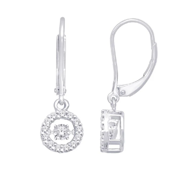 women's layered earrings -10K White Gold 1/3 Ct.Tw. Moving Diamond Danglers Earrings