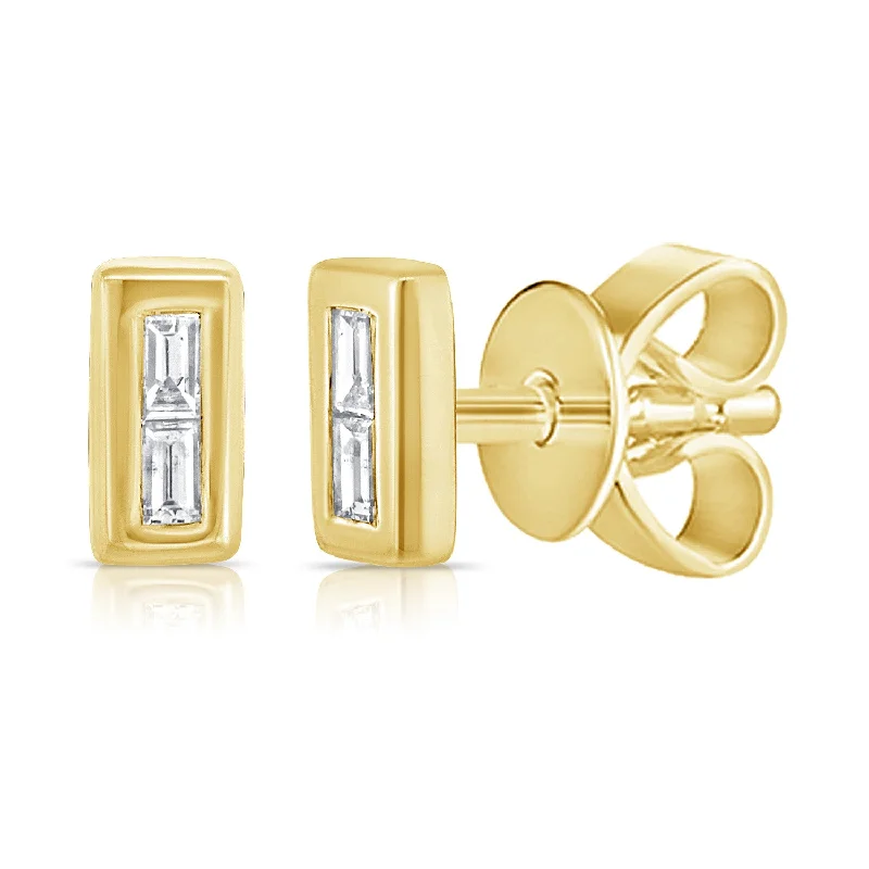 women's butterfly earrings -Modern Bezel Set Diamond Stud earrings