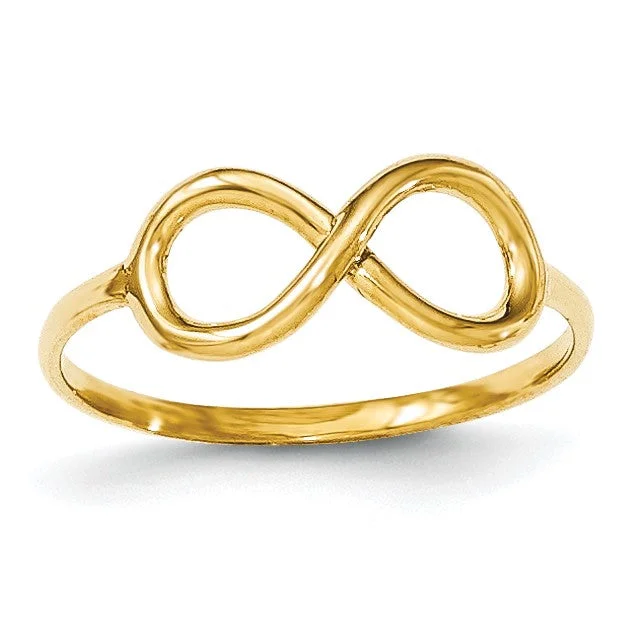 women's engagement ring with mixed metals -14KT Yellow Gold Infinity Ring; Size 7