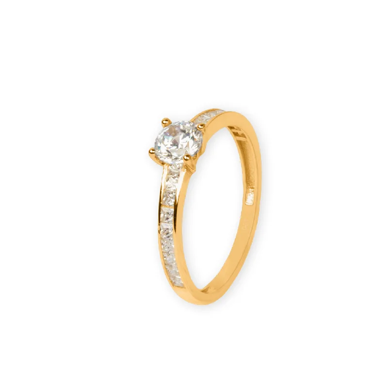 women's engagement ring with cushion-shaped diamond -Real Gold Luxury Covered Solitaire Stone Ring 0232 (Size 9) R2203