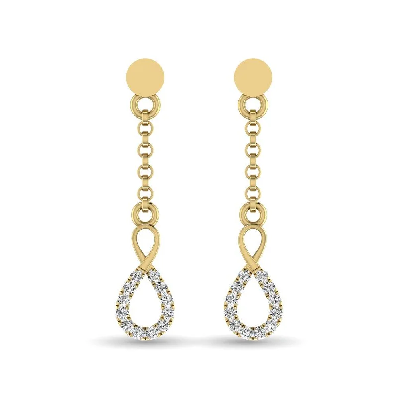 women's crystal stud earrings -10K Yellow Gold 1/10 Ct.Tw.Diamond Dangler Earrings