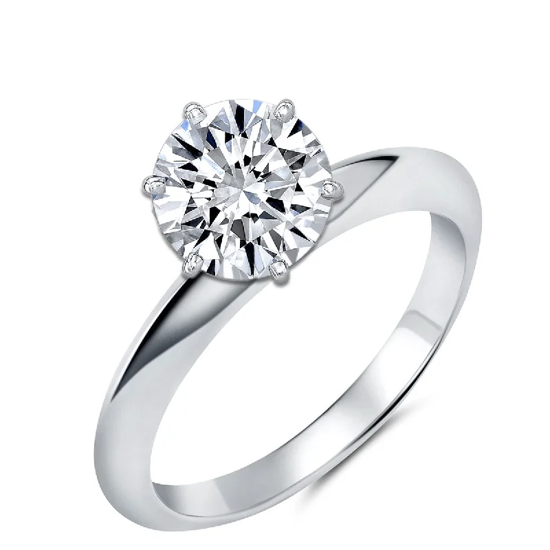 women's engagement ring with cushion-shaped diamond -Crislu Platinum Plated Sterling Silver and Cubic Zirconia Solitaire Ring