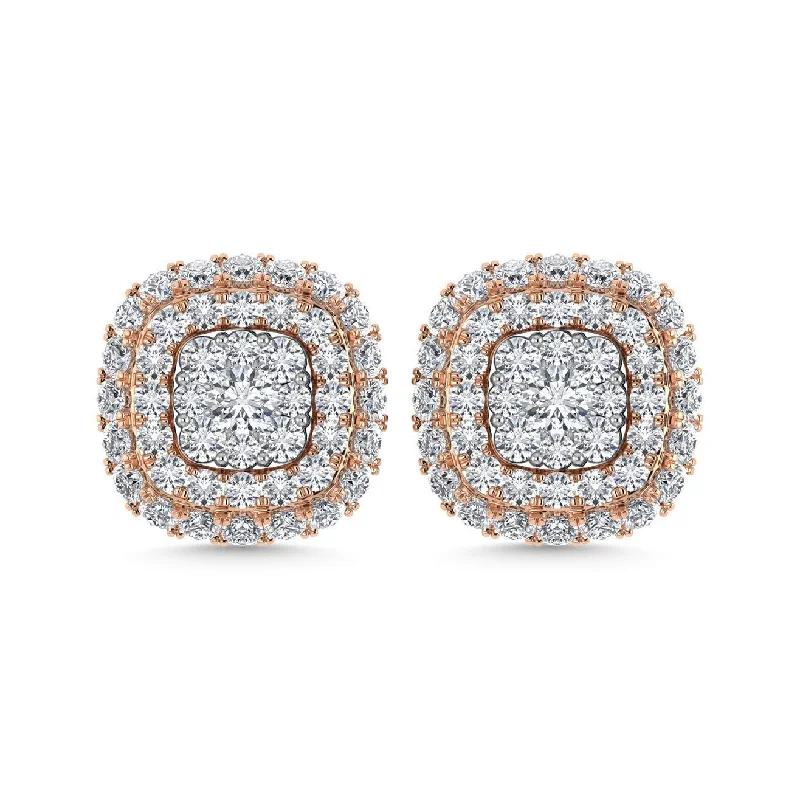 women's bar earrings -Diamond 5/8 Ct.Tw. Cluster Fashion Earrings in 14K White Gold