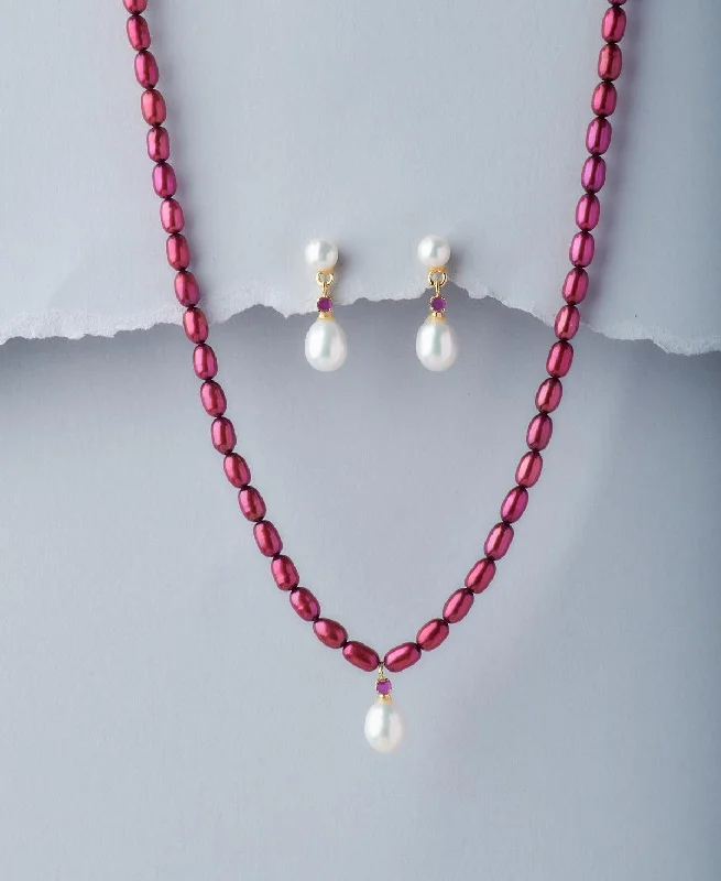 women's ruby necklace -Classic Real Pearl Necklace Set